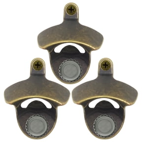 Luwanburg Brass Magnetic Bottle Opener Wall Mounted Beer Cap Opener with Magnets Built-in Antique Bronze ( Pack of 3 )