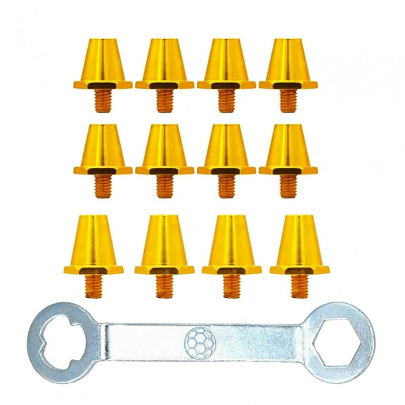 Luwecf 12 x Soccer Shoe Spikes Soccer Cleats M5 Rugby Cleats Universal Athletics Spikes Gold with Wrench
