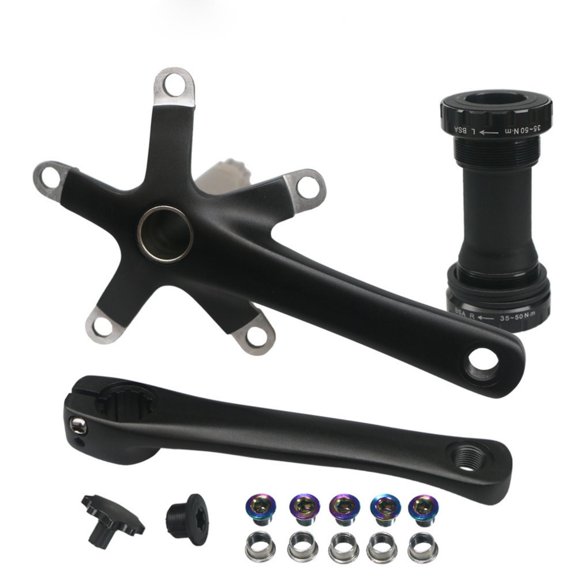 Luwecf 130 44T Crankset Matte Black Crankset with Bottom Bracket Low-Profile Bike Part 152MM Crank W Bb