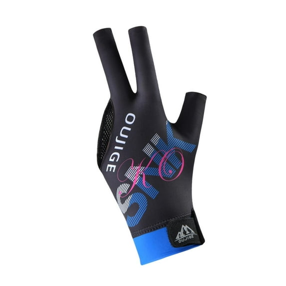 Luwecf 3 Finger Billiard Glove Elastic Glove Non Slip Professional Adults for Women Men Black Blue