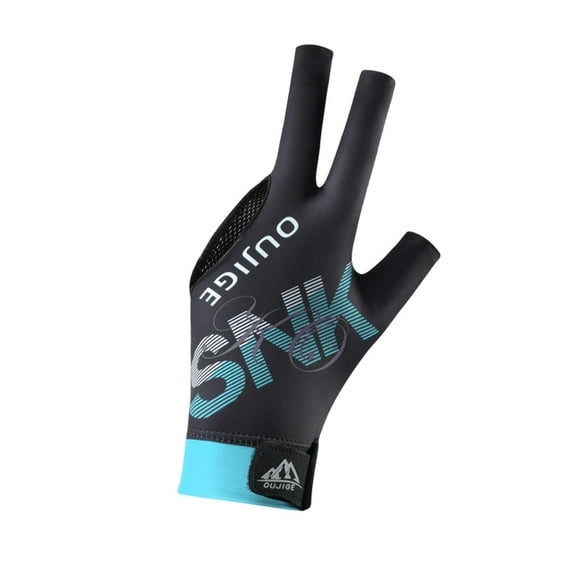 Luwecf 3 Finger Billiard Glove Elastic Glove Non Slip Professional Adults for Women Men Black Light Blue