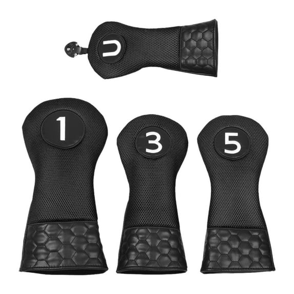 Luwecf 4Pcs Golf Club Head Covers PU Leather Golf Training Supplies Golf Headcovers Black