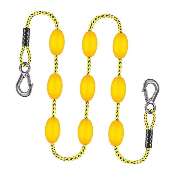 Luwecf 60ft Tow Rope for 1 to 6 Riders for Tubing, Water Sports with 9 Floats, with Hook Heavy Duty Boating Tow Rope, Towable Tube Yellow Black Spots