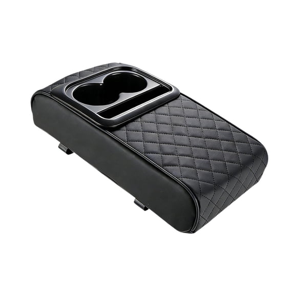 Luwecf Center Console Cushion Armrest Storage Box Protector Black Leather Sponge Raised