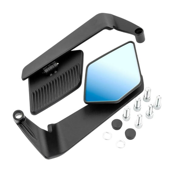 Luwecf Generic Motorcycle Rear View Mirrors Easy Installation Shockproof Adjustable Black Blue