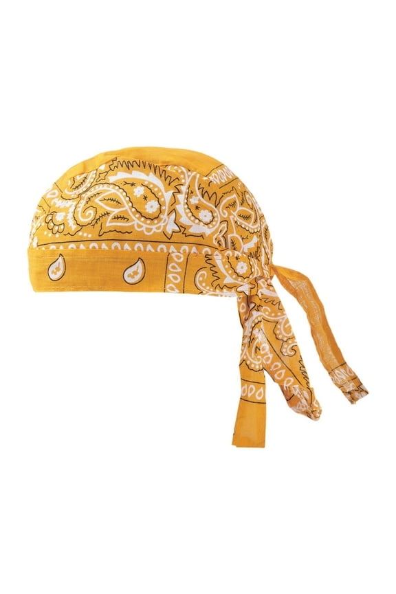 Men Skull Cap Adults Sweatband Bandana Headscarf for Climbing Riding Fishing Yellow