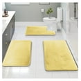 Luwei 3 Piece Bathroom Rugs Bath Mat Set, Velvet Memory Foam Bath Mats