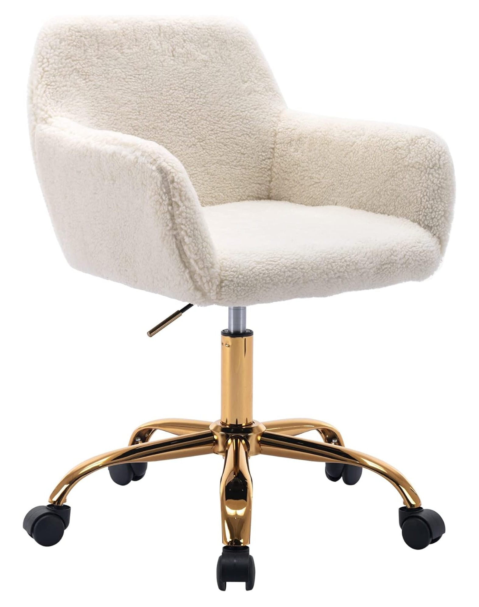 Luwei Faux Fur Office Desk Chair, Comfy Swivel Armchair with Wheels