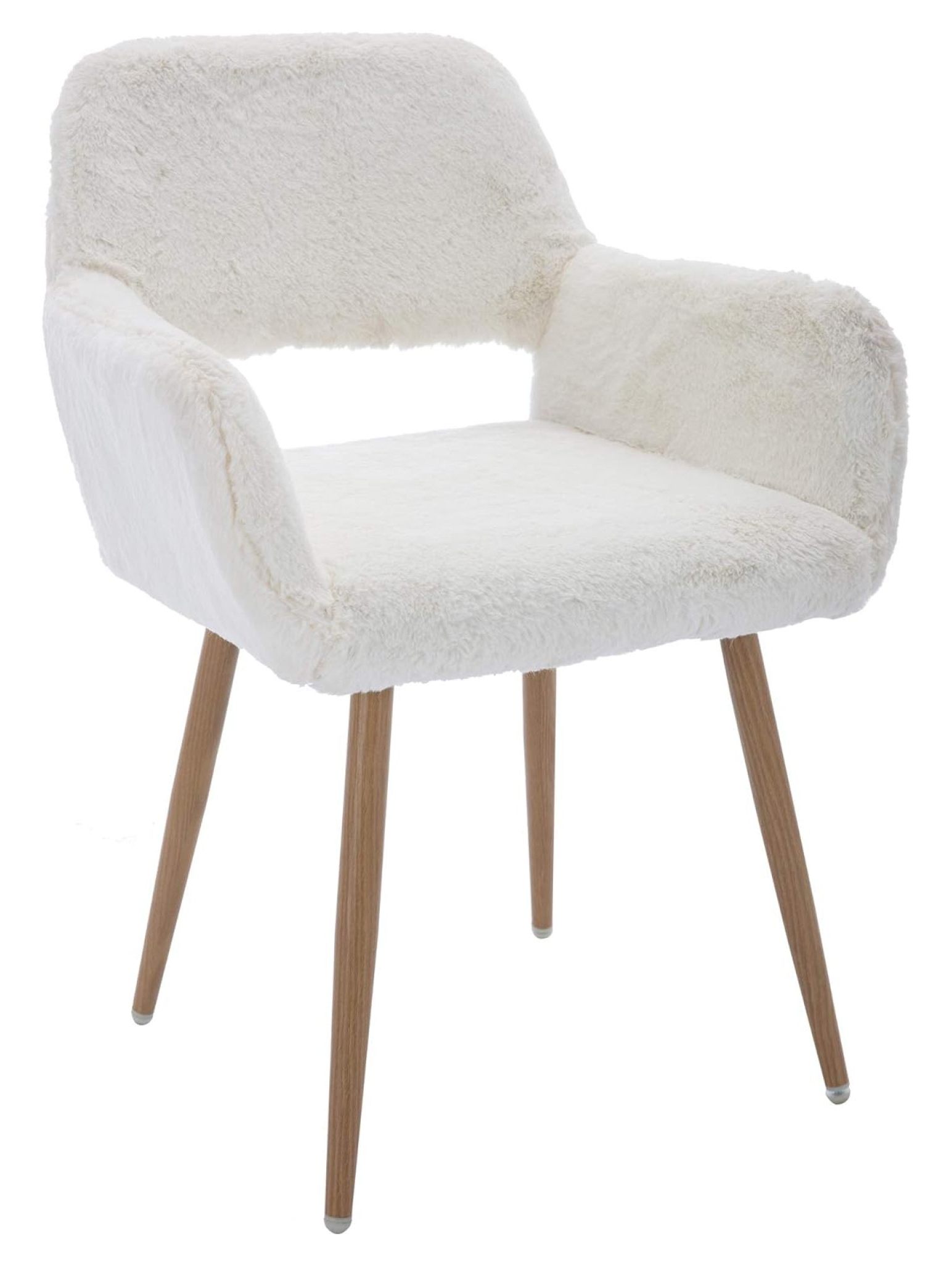 Luwei Furry Desk Chair, Century Modern Accent Comfy Armchair with Faux