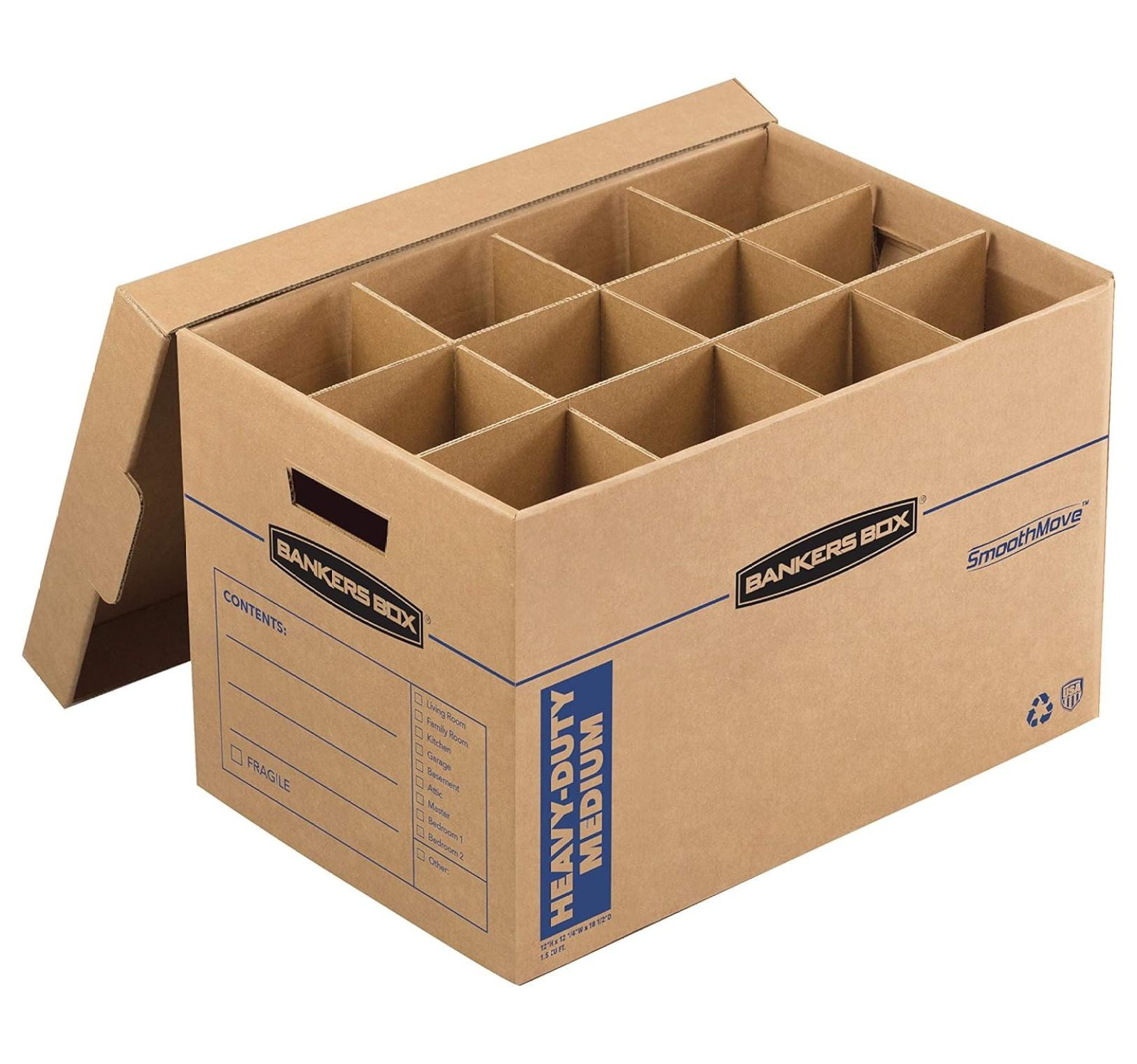 Luwei SmoothMove Heavy-Duty Kitchen Moving Box, Dish and Glass Box Dividers, Cushion Foam, 12 x 12.25 x 18.5 Inches, , 1 Pack (7710302)