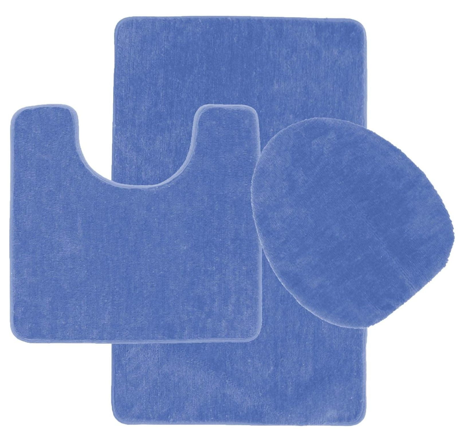 Luwei Solid Color 3 Piece Bathroom Rug Set Bath Rug, Contour Mat, and ...