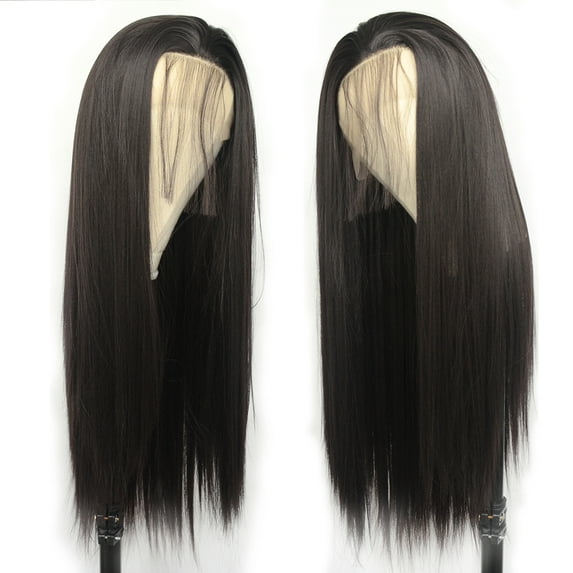 Luwigs Dark Brown Synthetic Lace Front Wig Long Straight Front Lace Wig with Baby Hair For Women 24 inches