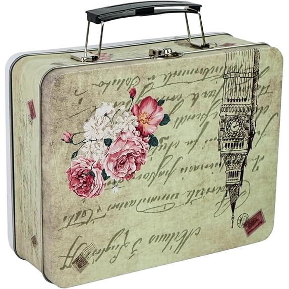 Small Box With Handle Luwint Tin Storage Box with Handle Small Metal Fun Box Retro Sturdy Tin ...