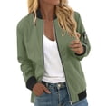 thumbnail image 1 of Luwomo Casual Baseball Jackets Womens Fashion Thin Long Sleeve Zipper Loose Fit Coat Blouses GN1,L, 1 of 5