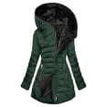 thumbnail image 1 of Luwomo Casual Coats Womens Winter Solid Color Padded Zipper Long Sleeve Hooded Outerwear Coat with Pocket Blouses Green,M, 1 of 4