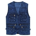 thumbnail image 1 of Luwomo Casual Denim Jackets for Womens Heavy Duty Vest Multiple Outdoor Sleeveless Durable Utility Garment with Pockets Tops Blue,2XL, 1 of 8