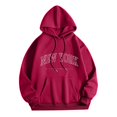 thumbnail image 1 of Luwomo Casual Hoodies Womens Long Sleeve Letter Graphic Hooded Drawstring Sweatshirt Loose Fit Pullover Blouses ,2XL, 1 of 4