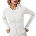thumbnail image 1 of Luwomo Casual Jackets Womens Hooded Zip Up Lightweight Long Sleeve Yoga Coat Outdoor Sports Everyday Wear Blouses White,S, 1 of 4