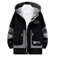 thumbnail image 1 of Luwomo Casual Jackets for Mens Mens Jackets Fall and Winter Hooded Long Sleeve Color Blocked Outdoor Style Loose Fit Coat with Pocket Tops Grey,4XL, 1 of 4
