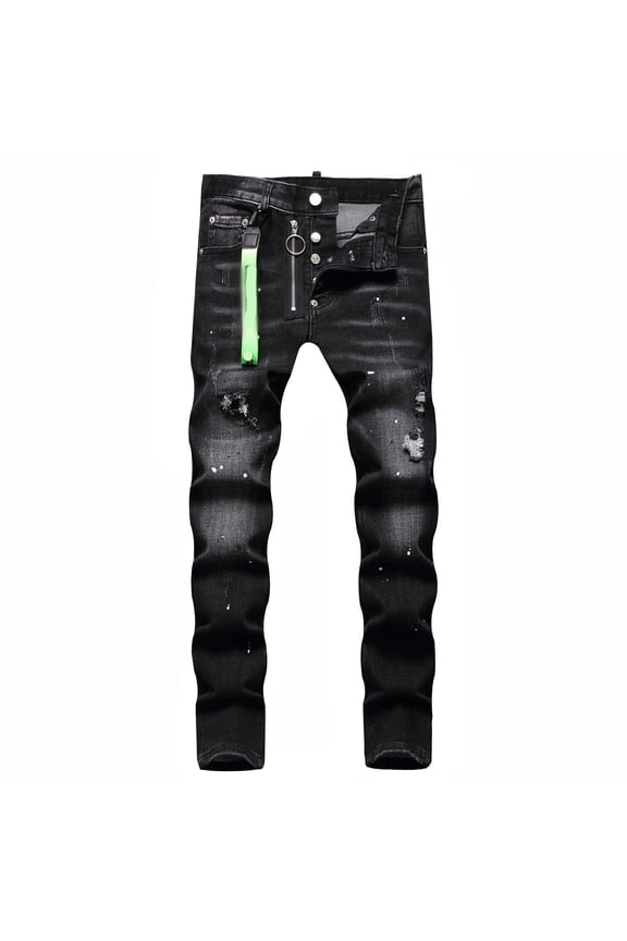 Casual Jeans for Mens Slim Fit Daily Wear Stretch Long High Waist Straight Leg Versatile Trousers Relaxed Fit Denim Pants Grey,48