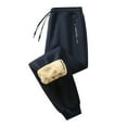thumbnail image 1 of Luwomo Casual Pants Womens Winter Fleece Lined Loose Fit Long Wide Leg Elastic Waist Warm Bottoms for Cold Weather Relaxed Fit Trousers Dark Blue,XL, 1 of 3