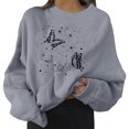 thumbnail image 1 of Luwomo Casual Sweatshirts Womens Butterfly Print Long Sleeve Crewneck Pullover Loose Fit Regular Tops Grey,XL, 1 of 6