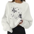 thumbnail image 1 of Luwomo Casual Sweatshirts Womens Butterfly Print Long Sleeve Crewneck Pullover Loose Fit Regular Tops White,M, 1 of 5