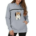 thumbnail image 1 of Luwomo Cat Pouch Hoodie Zipper Oversized Drawstring Sweatshirts Kitten Dog Pet Carrier Pocket Cozy Fashion Tops Clothes,Light Gray,L, 1 of 9