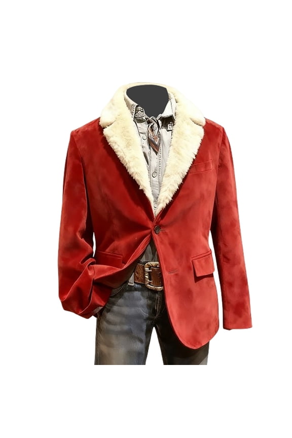 Christmas Blazer Men Xmas Snowflake Shawl Lapel One Button Tuxedo Jacket Holiday Sport Coat Christmas Suit Jacket,Red,4XL