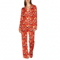 thumbnail image 1 of Luwomo Comfy Pajamas Sets Womens Christmas Long Sleeve Lapel Button Top and Comfy Pants Festive Holiday Cozy Home Loungewear Soft Flannel Nightwear Sleepwear Set,Red1,S, 1 of 4