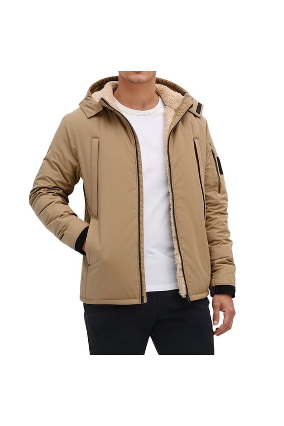 Fleece Jacketsfor Womens Heavyweight Long Sleeve Hooded Full Zip Up Soft Warm Outdoor Coat with Front Pockets Regular Tops Khaki,2XL