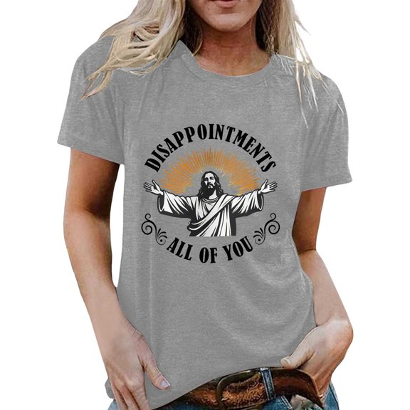 Luwomo Funny Jesus Meme T-Shirt – Disappointments All of You Sarcastic Religious Humor Tee,Light Gray,M
