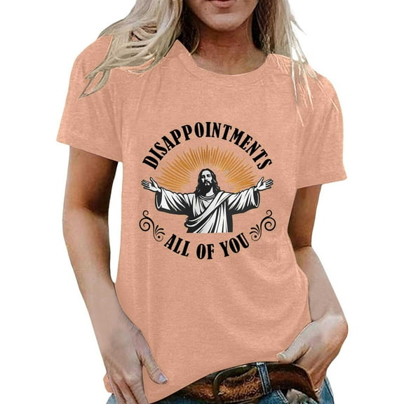 Luwomo Funny Jesus Meme T-Shirt – Disappointments All of You Sarcastic Religious Humor Tee,Light Pink,S
