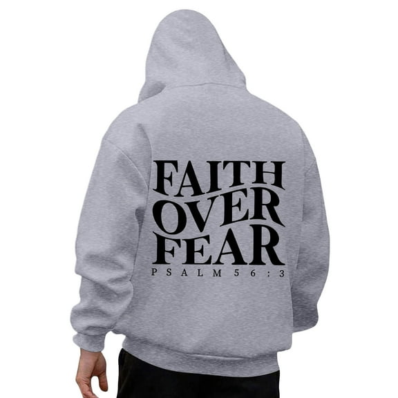 Luwomo Hoodies for Mens Mens Sweatshirt Loose Fit Long Sleeve Hooded Letter Print Fall and Winter Pullover Regular Tops Light Gray 3XL