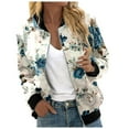 thumbnail image 1 of Luwomo Jackets for Womens Floral Print Round Neck Loose Fit Long Sleeve Coat Cardigan Tops Blue,L, 1 of 5