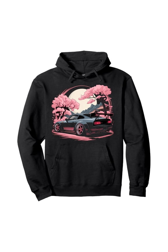 Japanese Car Sweatshirts Men JDM Japan Street Racing Streetwear Pullover Hoodie,Black,2XL