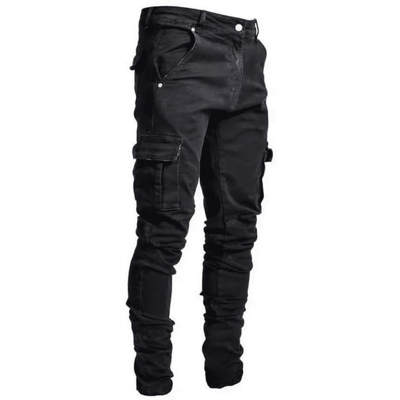 Luwomo Jeans for Mens Fashion Oversized Ripped Slim Fit Straight Leg High Waist Long Trousers Regular Denim Pants Dark Gray,S