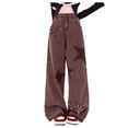 thumbnail image 1 of Luwomo Jeans for Womens Fashion Loose Fit Wide Leg Long High Waist Stars Embroidered Trousers Denim Pants Light Pink,L, 1 of 8