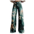 thumbnail image 1 of Luwomo Jeans for Womens Wide Leg Fashion High Waisted 90s Floral Printed Pull On Baggy Long Trousers Denim Pants Dark Green,XL, 1 of 7