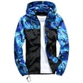 thumbnail image 1 of Luwomo Leisure Jackets Womens Jackets Fall Fashion Camo Print Long Sleeve Hooded Patchwork Slim Fit Coat for Daily Wear Tops Blue,L, 1 of 8