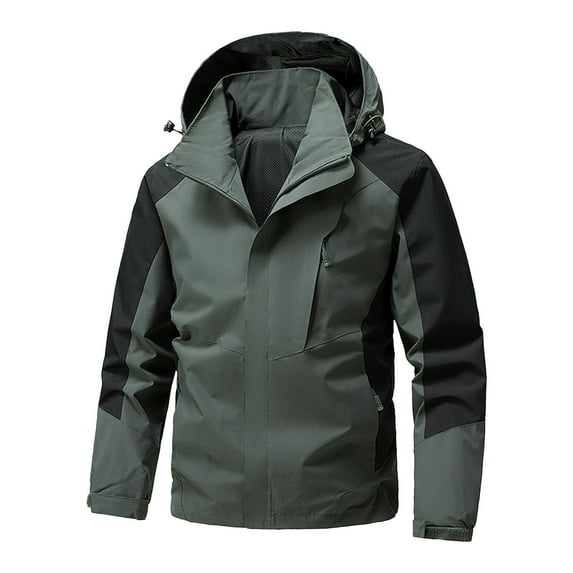 Luwomo Leisure Jackets for Womens Windbreak Outdoor Windproof Water Lightweight Long Sleeve Hooded Zipper Color Block Coat Blouses Z1 Army Green,2XL