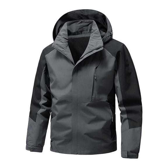 Luwomo Leisure Jackets for Womens Windbreak Outdoor Windproof Water Lightweight Long Sleeve Hooded Zipper Color Block Coat Blouses Z1 Dark Gray,M