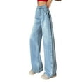 thumbnail image 1 of Luwomo Low Rise Baggy Jeans for Women Y2k Straight Wide Leg Trendy Jeans Boyfriend Long Denim Cute Pants,Z1 Light Blue,L, 1 of 7