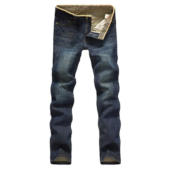 Luwomo Men Jeans Stretch High Waist Straight Leg Slim Streetwear Male Denim Pants