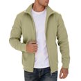 thumbnail image 1 of Luwomo Men's Casual Jackets Mens Fall and Winter Outdoor Long Sleeve Zipper Lined Style Solid Colour Hoodless Sweatshirt Coat Blouses Light Green,2XL, 1 of 8