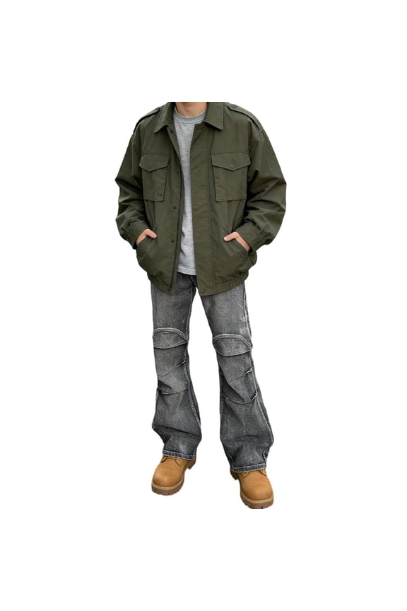 Men's Jeans Outdoor Retro Long Wide Leg High Waist Loose Trousers Male Denim Pants