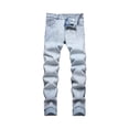 thumbnail image 1 of Luwomo Men's Jeans Retro Embroidered Slim High Waist Straight Leg Trousers Streetwear Male Denim Pants, 1 of 8