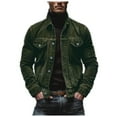 thumbnail image 1 of Luwomo Mens Corduroy Jackets Mens Long Sleeve Lapel Button Striped Loose Fit Coat Regular Blouses Green,XL, 1 of 5
