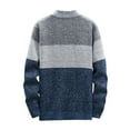 thumbnail image 1 of Luwomo Mens Jackets Mens Full Zip Color-Block Stripe Long Sleeve Cable Knitted Cardigan Sweater Coat with Pockets Regular Blouses Blue,L, 1 of 8