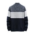 thumbnail image 1 of Luwomo Mens Jackets Mens Full Zip Color-Block Stripe Long Sleeve Cable Knitted Cardigan Sweater Coat with Pockets Regular Blouses Navy,2XL, 1 of 8